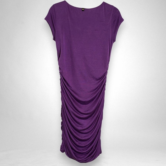 Apple Bottoms Women's Purple Ruched Cap Sleeve Dress - Picture 2 of 8